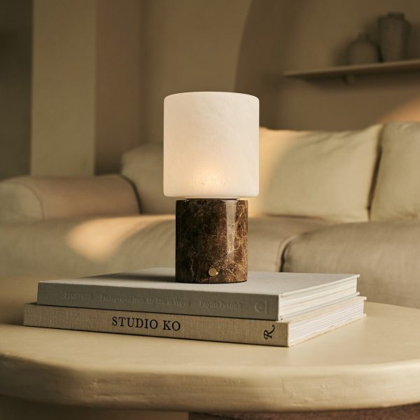 Cuyp Brown / Emperador Dark - Marmor wiederaufladbarer Tischlampe - Schnurlos, USB -wiederaufladbar und bis zu 100 Stunden Laufzeit