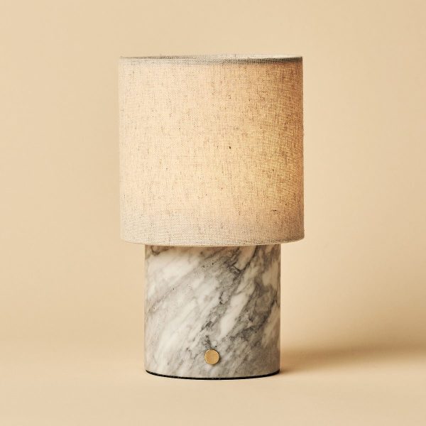 ONODA White / Bianco Statuarietto - Marmor wiederaufladbare Tischlampe - mit austauschbarer Lampenschirm und wiederaufladbarem Design