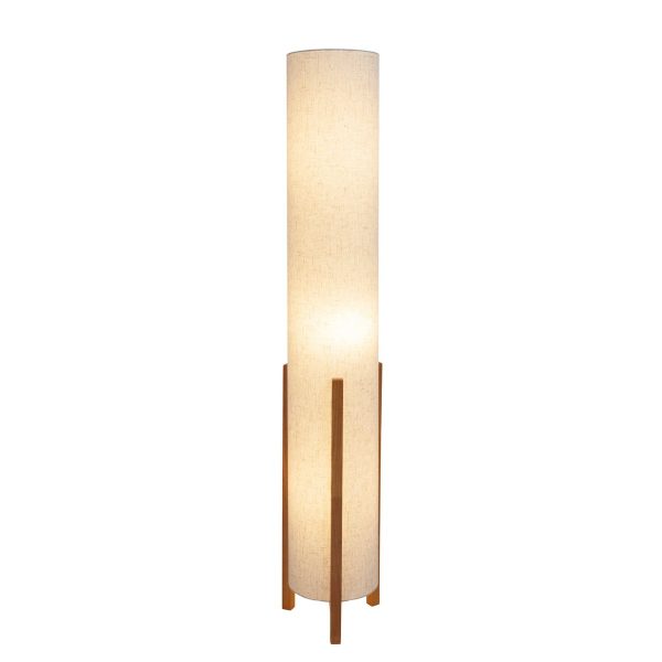 Tischleuchte "MATILDA" klassische Tischlampe mit natürlicher Ausstrahlung durch Holz und Stoffschirm, E27 Fassung, 110 cm hoch – Bild 4