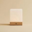 Yce hellbraune schnurlose Holzlampe mit gefrorenem Glas-wiederaufladbar, dimmbar, 100-Stunden-Batterie
