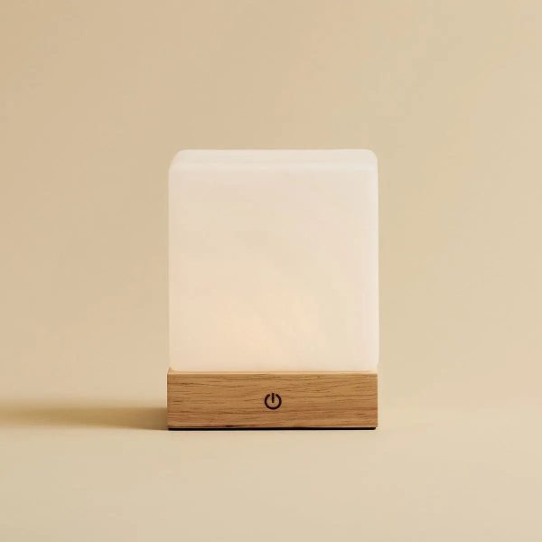 Yce hellbraune schnurlose Holzlampe mit gefrorenem Glas-wiederaufladbar, dimmbar, 100-Stunden-Batterie – Bild 18