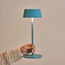 Hugo Amsterdams blaue wiederaufladbare Tischlampe aus Eisen – dimmbar, stilvoll und kabellos
