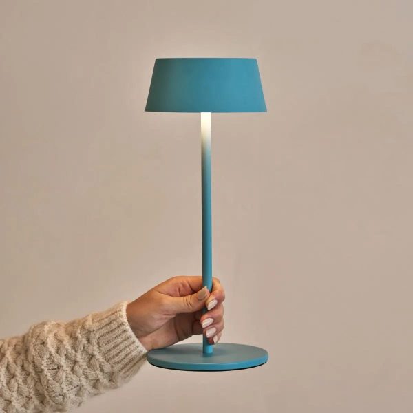 Hugo Amsterdams blaue wiederaufladbare Tischlampe aus Eisen – dimmbar, stilvoll und kabellos – Bild 5