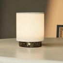 Mauve Beige & Brown / Emaperador Dark - Marmor wiederaufladbare Tischlampe - 3 Lichtmodi, schnurlos und & mit Wellenlampenschatten -Lampenschirm