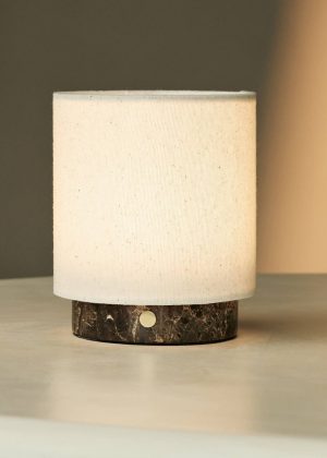 Mauve Beige & Brown / Emaperador Dark - Marmor wiederaufladbare Tischlampe - 3 Lichtmodi, schnurlos und & mit Wellenlampenschatten -Lampenschirm