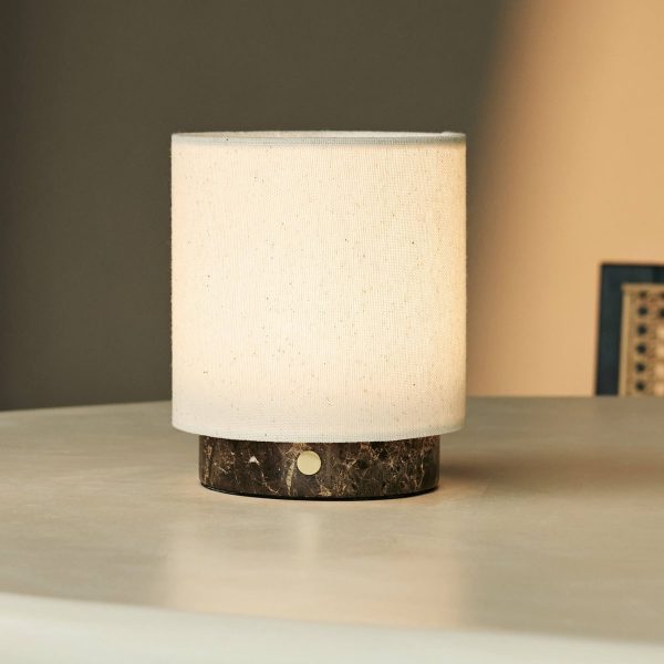 Mauve Beige & Brown / Emaperador Dark - Marmor wiederaufladbare Tischlampe - 3 Lichtmodi, schnurlos und & mit Wellenlampenschatten -Lampenschirm
