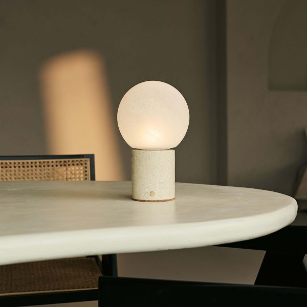 Metsu Beige / Travertino Classico - Klassische Travertin -wiederaufladbare Tischlampe mit 3 hellen Farben und Dimmfunktion – Bild 4