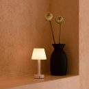 Zoë Weiße wiederaufladbare Tischlampe aus Holz | Kabellos, dimmbar, USB-C, 80-Stunden-Akku
