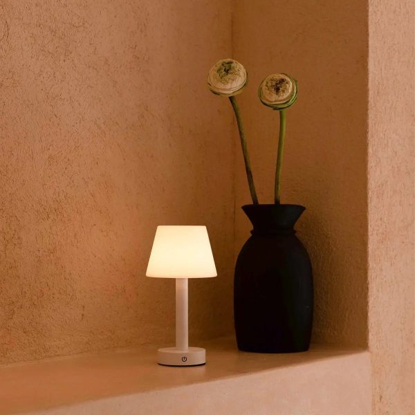 Zoë Weiße wiederaufladbare Tischlampe aus Holz | Kabellos, dimmbar, USB-C, 80-Stunden-Akku – Bild 8