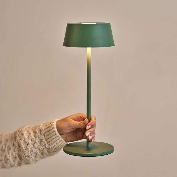 Hugo Sage Green Wiederaufladbare Tischlampe – Stilvoll, dimmbar und kabellos