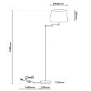 Stehleuchte "BOLOGNA" Höhe 158 cm aus Metall in mattem Messing, beiger Textilschirm, E27