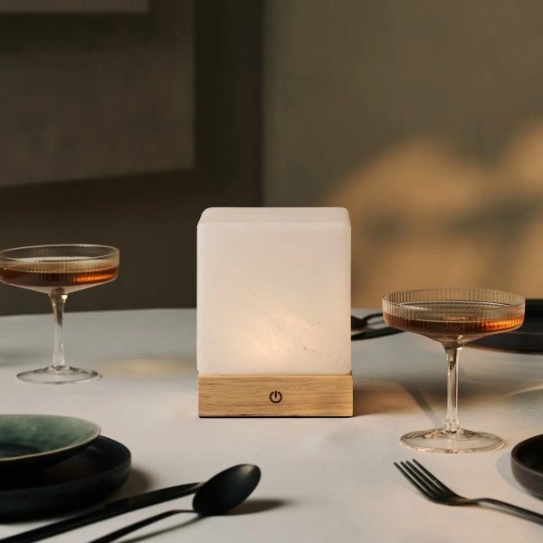 Yce hellbraune schnurlose Holzlampe mit gefrorenem Glas-wiederaufladbar, dimmbar, 100-Stunden-Batterie – Bild 5