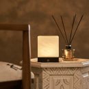 Yce Black Cordless Holzlampe mit gefrorenem Glas-wiederaufladbar, dimmbar, 100-Stunden-Akku