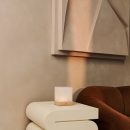 Yce hellbraune schnurlose Holzlampe mit gefrorenem Glas-wiederaufladbar, dimmbar, 100-Stunden-Batterie