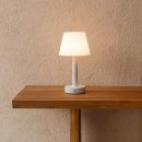 Zoë Weiße wiederaufladbare Tischlampe aus Holz | Kabellos, dimmbar, USB-C, 80-Stunden-Akku