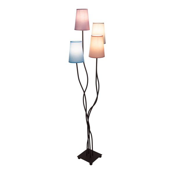 Textilstehleuchte 4-flammig "BOHO" bunt, Stehlampe mit bunten Schirmen, mit E14-Fassung, für Esszimmer, Wohnzimmer, Diele oder Büro, 140 cm hoch – Bild 5