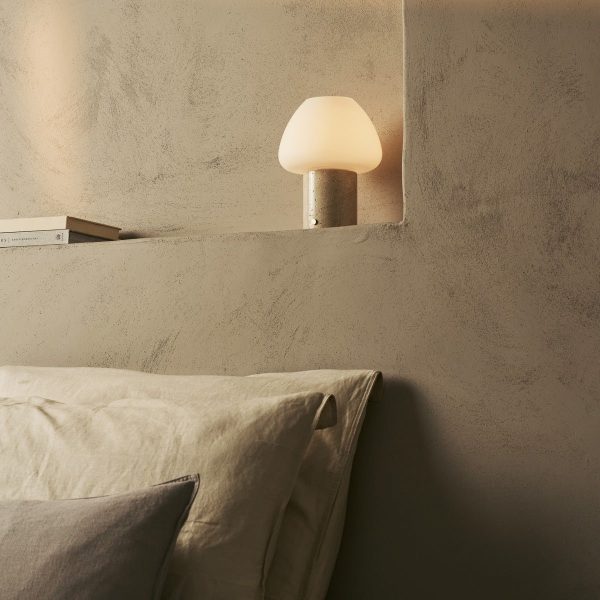 Ostade Beige / Travertino Classico - Einzigartige Travertin -wiederaufladbare Tischlampe mit 3 hellen Farben und Dimmfunktion – Bild 3