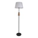 Stehleuchte "ELINA" 155 cm hoch, Ø 38 cm, Metall in Schwarz/Braun, Textilschirm in Weiß, E27