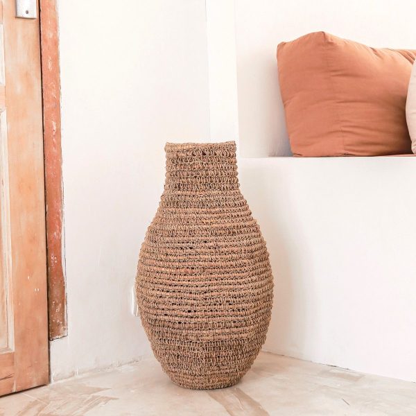 Gewebte Boho-Vase SAKRA aus Bananenfaser und Bast – Bild 3