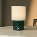 Dou Green / Verde Alpi - Marmor wiederaufladbare Tischlampe - Schnurloses, 3 Lichtmodi und mit Wellenlampenschatten mit Leinen