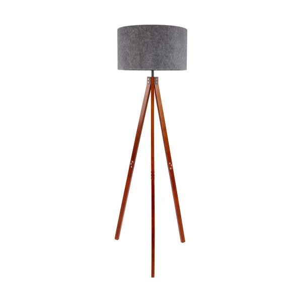 Stehleuchte "FILCO" Ø ca. 45 cm, 147 cm hoch, aus Holz und Kunststoff in Braun und Grau, für E27, für Wohnzimmer, Schlafzimmer und Esszimmer