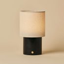 Dou Black / Nero Marquina - Marmor wiederaufladbare Tischlampe - Schnurloses, 3 Lichtmodus und mit Leinen austauschbarer Lampenschirm