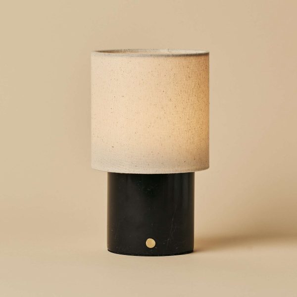 Dou Black / Nero Marquina - Marmor wiederaufladbare Tischlampe - Schnurloses, 3 Lichtmodus und mit Leinen austauschbarer Lampenschirm – Bild 7