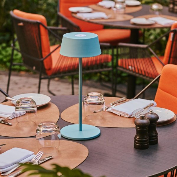 Hugo Amsterdams blaue wiederaufladbare Tischlampe aus Eisen – dimmbar, stilvoll und kabellos – Bild 8