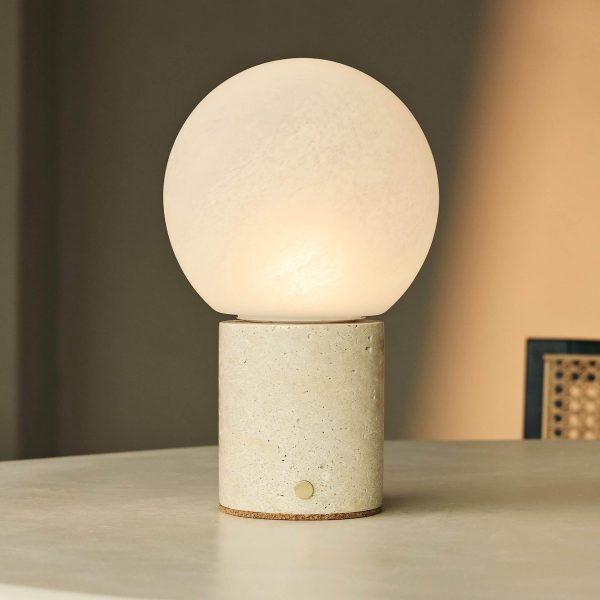 Metsu Beige / Travertino Classico - Klassische Travertin -wiederaufladbare Tischlampe mit 3 hellen Farben und Dimmfunktion – Bild 2