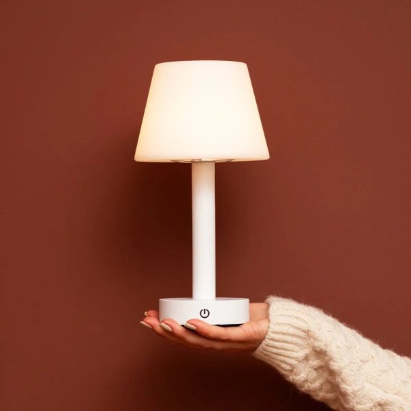 Zoë Weiße wiederaufladbare Tischlampe aus Holz | Kabellos, dimmbar, USB-C, 80-Stunden-Akku – Bild 5