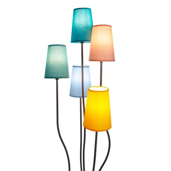 Stehleuchte 5-flammig "COLORA", Stehlampe mit bunten Textilschirmen, 5x E14-Fassung, für Esszimmer, Wohnzimmer, Diele oder Büro, 163 cm hoch – Bild 11