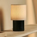 Dou Black / Nero Marquina - Marmor wiederaufladbare Tischlampe - Schnurloses, 3 Lichtmodus und mit Leinen austauschbarer Lampenschirm