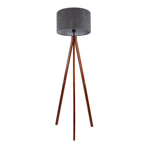 Stehleuchte "FILCO" Ø ca. 45 cm, 147 cm hoch, aus Holz und Kunststoff in Braun und Grau, für E27, für Wohnzimmer, Schlafzimmer und Esszimmer – Bild 5