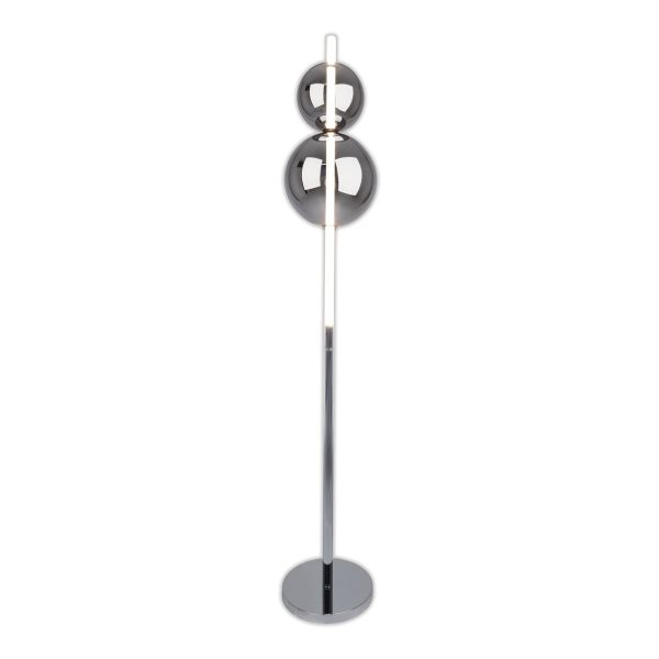 LED Stehleuchte "NOVA" Stehlampe mit Dimmfunktion aus chromfarbenem Metall, Kunststoff und Rauchglas, mit fest verbauten LEDs , ca 150 cm hoch – Bild 3