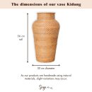 Geflochtene Rattanvase rund – Große Boho Dekovase – Vase hoch & schmal – Bodenvase handgefertigt aus Naturfasern (Ø 30 cm) KIDUNG