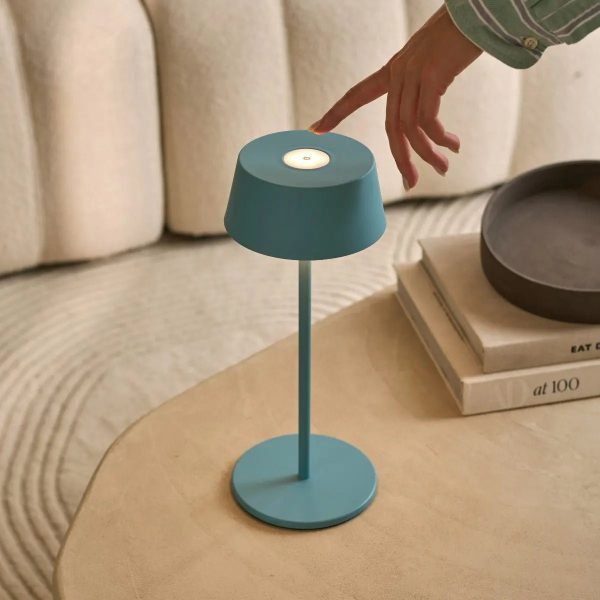 Hugo Amsterdams blaue wiederaufladbare Tischlampe aus Eisen – dimmbar, stilvoll und kabellos – Bild 9