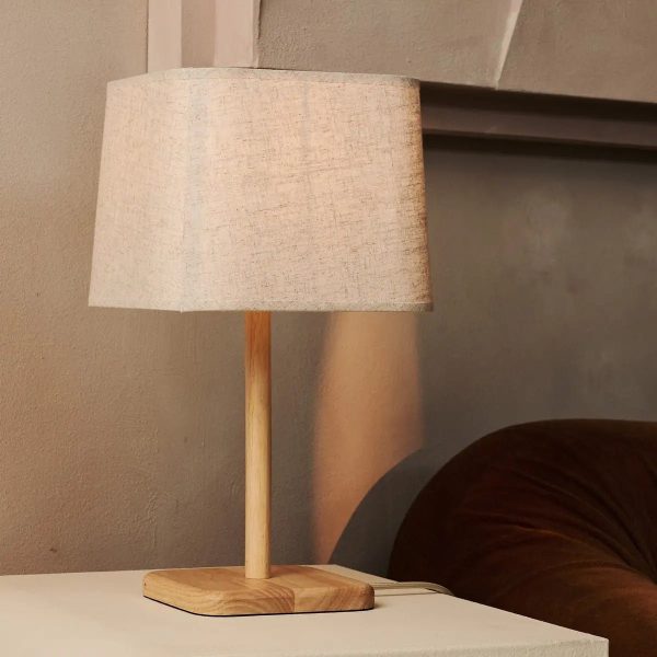 Marley Holzlampe mit Beige Schatten - stilvoller und organischer Hausbeleuchtung – Bild 3