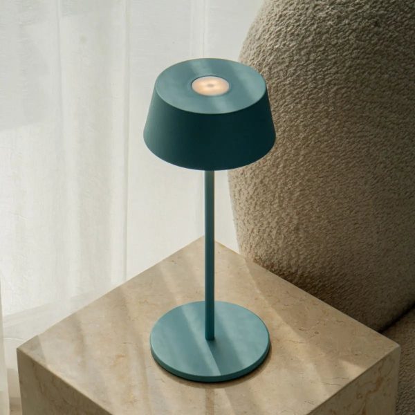 Hugo Amsterdams blaue wiederaufladbare Tischlampe aus Eisen – dimmbar, stilvoll und kabellos – Bild 13