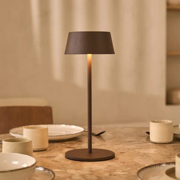 Hugo Mokkabraune wiederaufladbare Tischlampe – stilvoll, dimmbar und kabellos