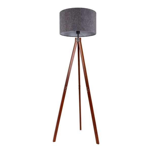 Stehleuchte "FILCO" Ø ca. 45 cm, 147 cm hoch, aus Holz und Kunststoff in Braun und Grau, für E27, für Wohnzimmer, Schlafzimmer und Esszimmer – Bild 6