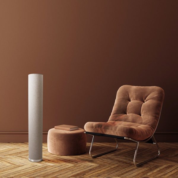 Stehleuchte "BEATE" natur aus Metall und einem Textilschirm in Natur, E27-Fassung, Stehlampe für Esszimmer, Wohnzimmer, Diele oder Büro, ca. 110 cm hoch – Bild 5
