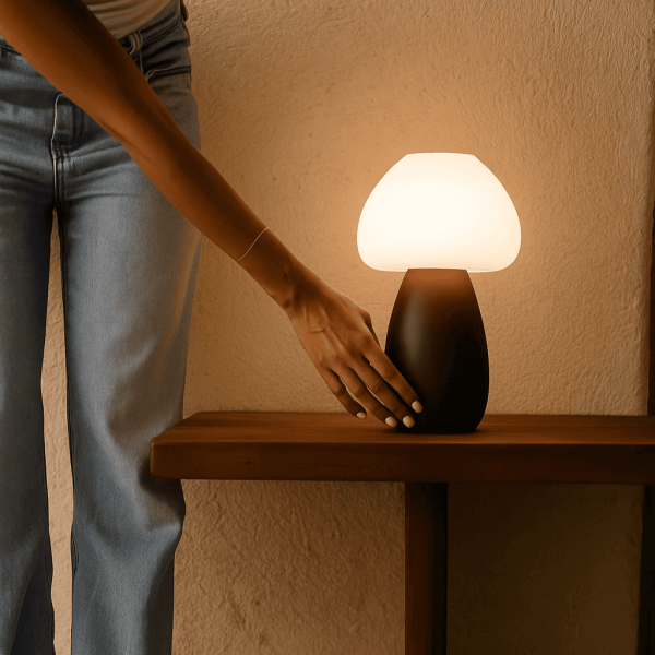 Bären Sie dunkelbraune stilvolle wiederaufladbare Lampe-schnurlos, dimmbar, umweltfreundliches Design – Bild 9