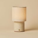 Dou Beige / Travertino Classico - Travertin -wiederaufladbarer Tischlampe - Schnurloses, 3 Lichtmodi und mit läustischer austauschbarer Lampenschirm