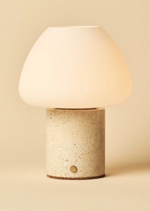 Ostade Beige / Travertino Classico - Einzigartige Travertin -wiederaufladbare Tischlampe mit 3 hellen Farben und Dimmfunktion