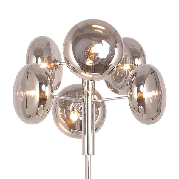 Stehleuchte "ORION" smoky, ca. 165 cm hoch, aus chromfarbenem, rostfreiem Stahl und Rauchglas, G9-Sockel, Beleuchtung für Wohnzimmer, Esszimmer oder Büro. – Bild 3