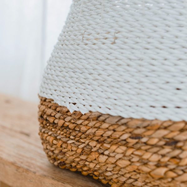 Gewebter Aufbewahrungskorb weiß – Boho Dekokorb – quadratischer Wäschekorb – Regalkorb aus Bananenfaser MAJALENGKA weiß (3 Größen) – Bild 6