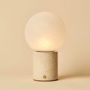 Metsu Beige / Travertino Classico - Klassische Travertin -wiederaufladbare Tischlampe mit 3 hellen Farben und Dimmfunktion