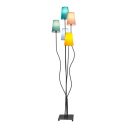Stehleuchte 5-flammig "COLORA", Stehlampe mit bunten Textilschirmen, 5x E14-Fassung, für Esszimmer, Wohnzimmer, Diele oder Büro, 163 cm hoch