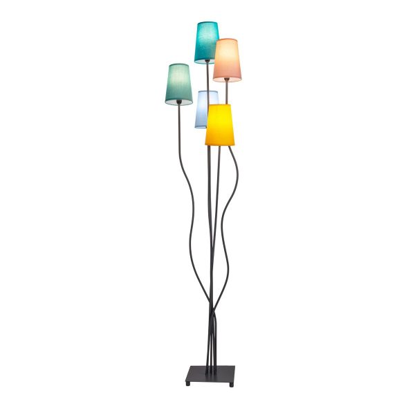 Stehleuchte 5-flammig "COLORA", Stehlampe mit bunten Textilschirmen, 5x E14-Fassung, für Esszimmer, Wohnzimmer, Diele oder Büro, 163 cm hoch – Bild 3