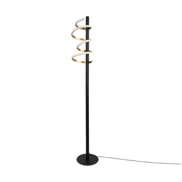 LED-Stehleuchte "BELLEZA", moderne Stehlampe aus Metall und Kunststoff in Schwarz, Gold und Weiß, mit fest verbauten LEDs, 140 hoch, Beleuchtung für Wohnzimmer, Esszimmer, Schlafzimmer oder Büro. – Bild 6